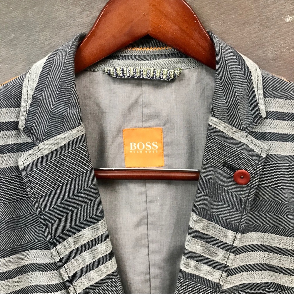 Boss Orange Beneslim Sport Coat Stripe Blazer size 38R in Grey